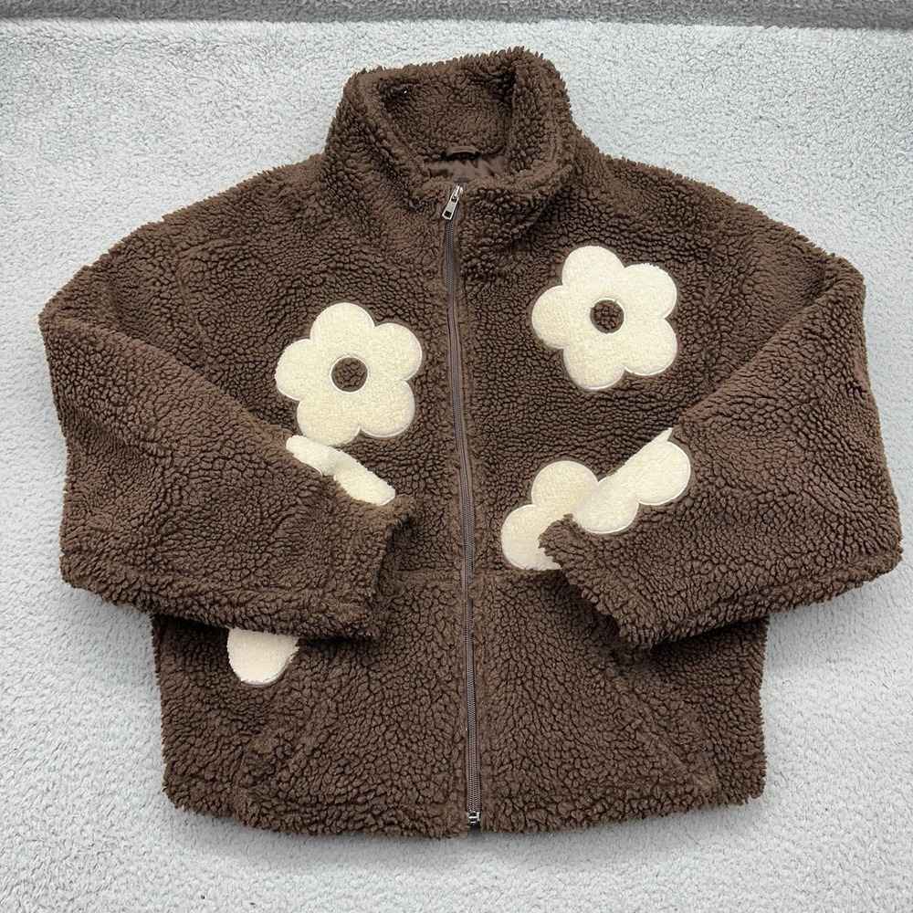 Mark Edwards Studio Women's Small Brown Floral Embroidered Knit Sweater Jacket